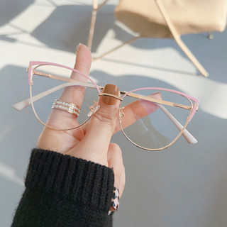 Óculos De Metal Olho De Gato Da Moda Femininos Com Bloqueio De Luz Azul em Oferta na Shopee