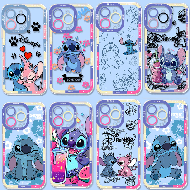 Capa Para Samsung Galaxy A16 A06 A15 A55 A54 A35 A34 A14 A52 A23 5G A05 A05S Caso Casal Bonito Disney Stitch Anjo Transp em Oferta na Shopee