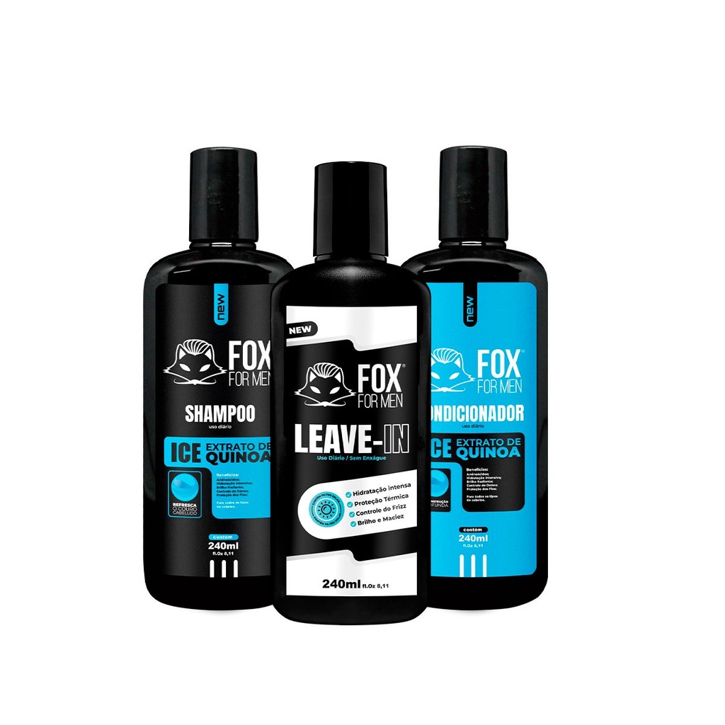 SHAMPOO E CONDICIONADOR ICE E LEAVE IN - FOX FOR MEN SHAMPOO E CONDICIONADOR ICE E LEAVE IN - FOX FOR MEN