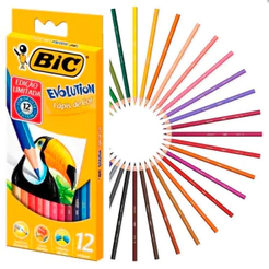 Lápis De Cor 12 Cores Evolution Bic Resistente E Colorido