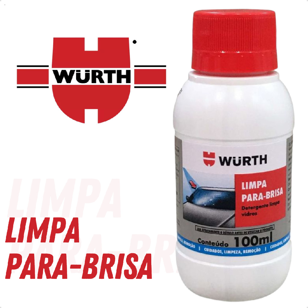 Limpa Para Brisas e Viseiras 100ml Wurth Limpa Vidros Concentrado Box de Vidro Vitrines