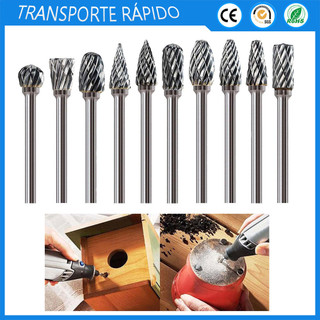 Conjunto de limas rotativas de carboneto 10pcs Conjunto de limas rotativas de aço de tungsténio Bits de moagem Fresa de