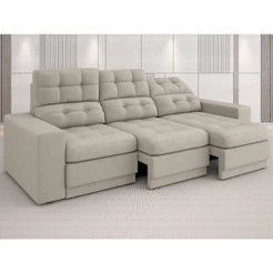 Sofá Jobim 2,05m Assento Retrátil e Reclinável Velosuede - NETSOFAS