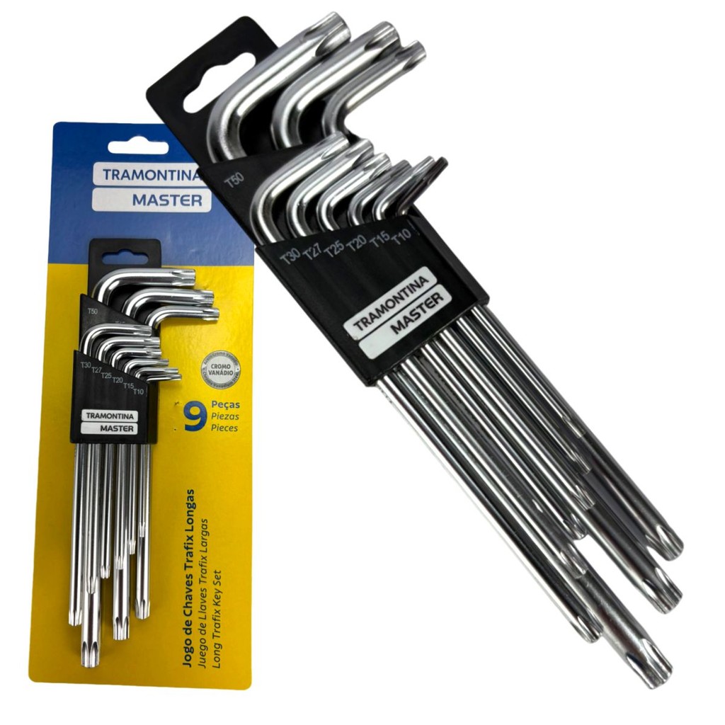 Jogo de Chaves Torx Trafix Longas Tramontina Master 9 Peças Aço Cromo Vanádio pa