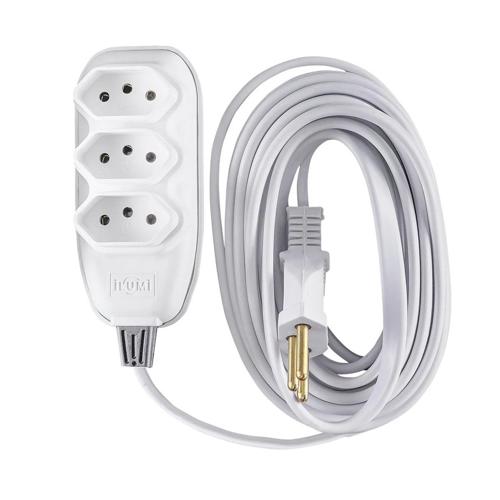 Extensão Compacta 2P+T Branca 10A - 250V Com 5 Metros (171001) - Ilumi em Oferta na Shopee