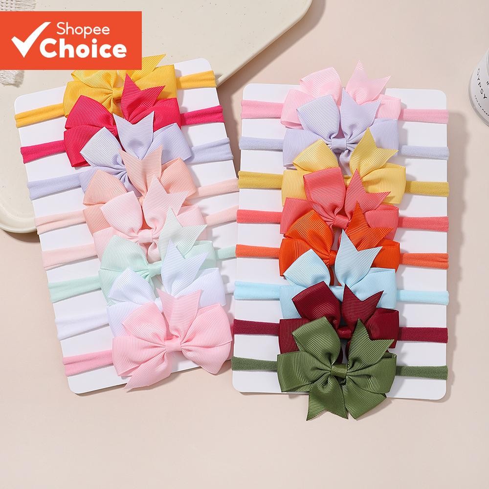 8Pcs/set Nylon Elástico Para Bebês Fita Elástica Recém-Nascido Corda De Cabelo Turban Toddler Acessórios