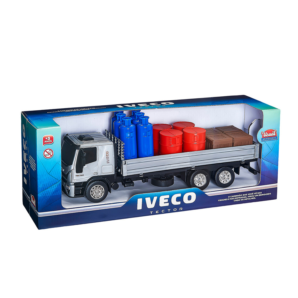 Caminhão Brinquedo Miniatura Tector Expresso Com Carga Iveco