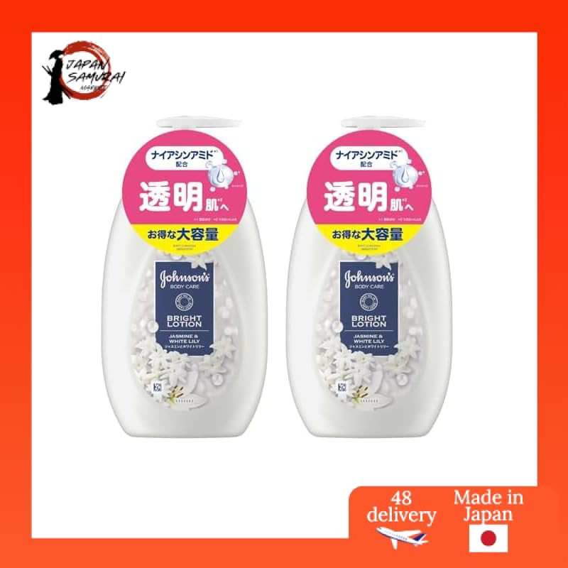 Johnson's Body Care Vibrant Radiance 500ml Jasmine and White Lily Scent - Moisturizing Body Cream and Lotion with Niacinamide, Pump, Bulk Pack (x2)- Direct from Japan