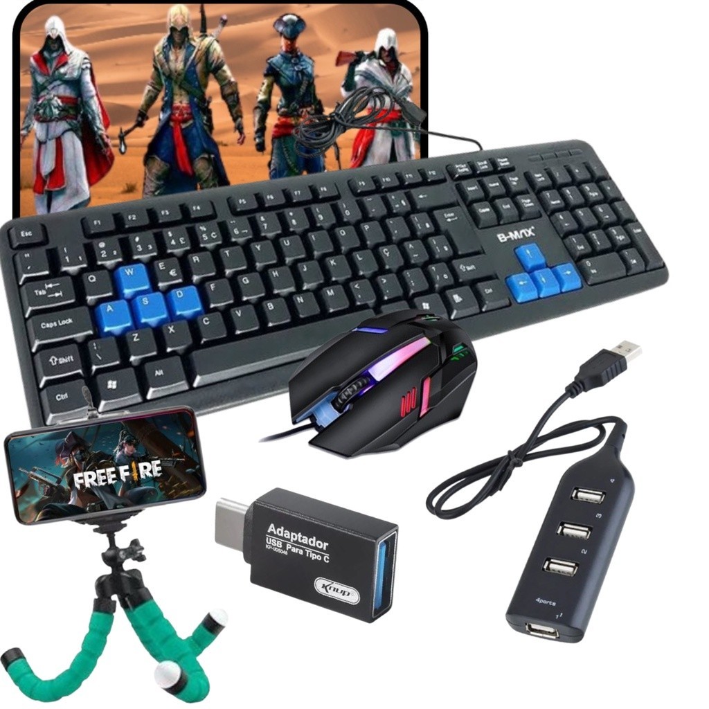 Mobilador Gamer Teclado Teclas Destacadas Mouse Led