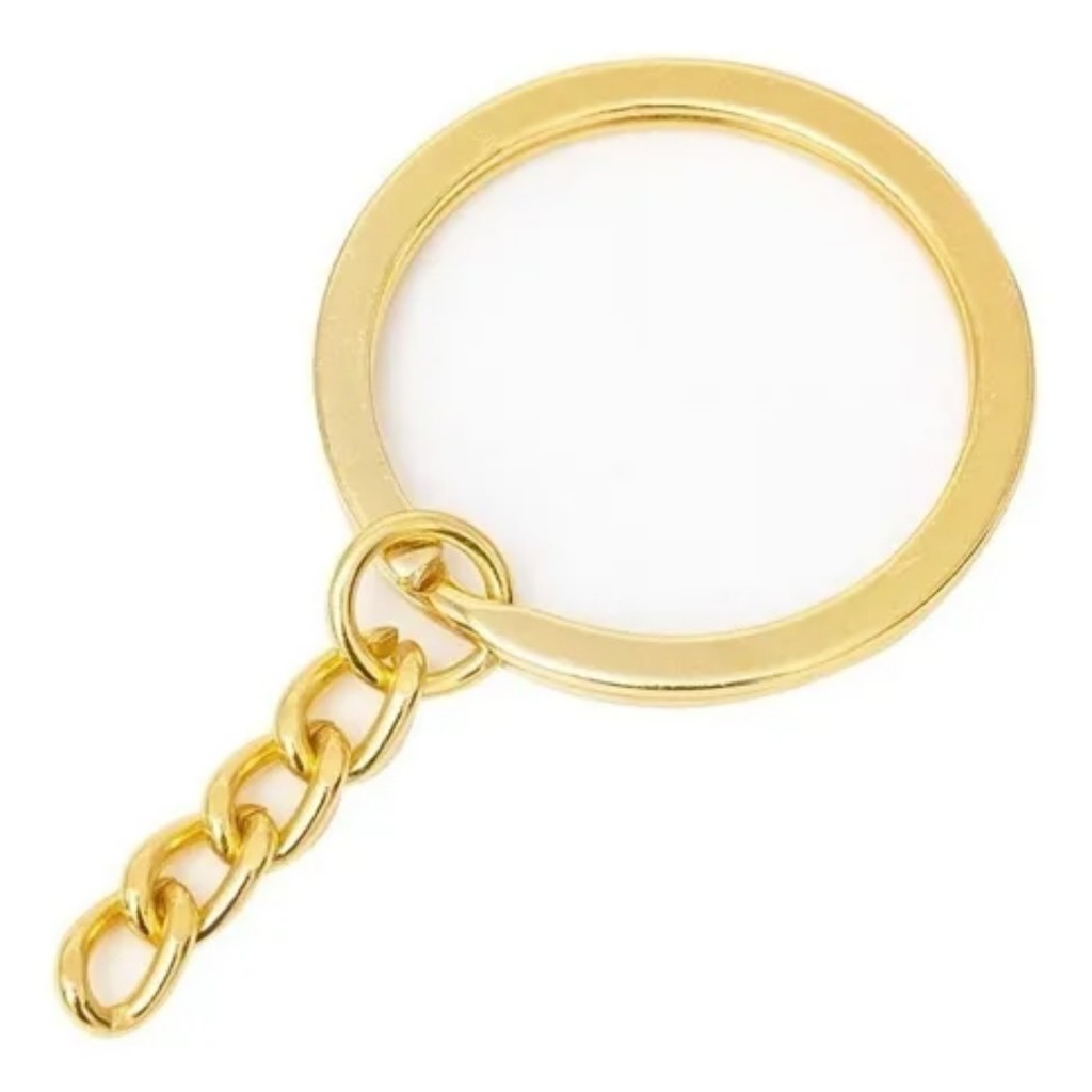 100 - 500 Pçs Argolas Para Chaveiro C/ Corrente -25mm dourado/prata