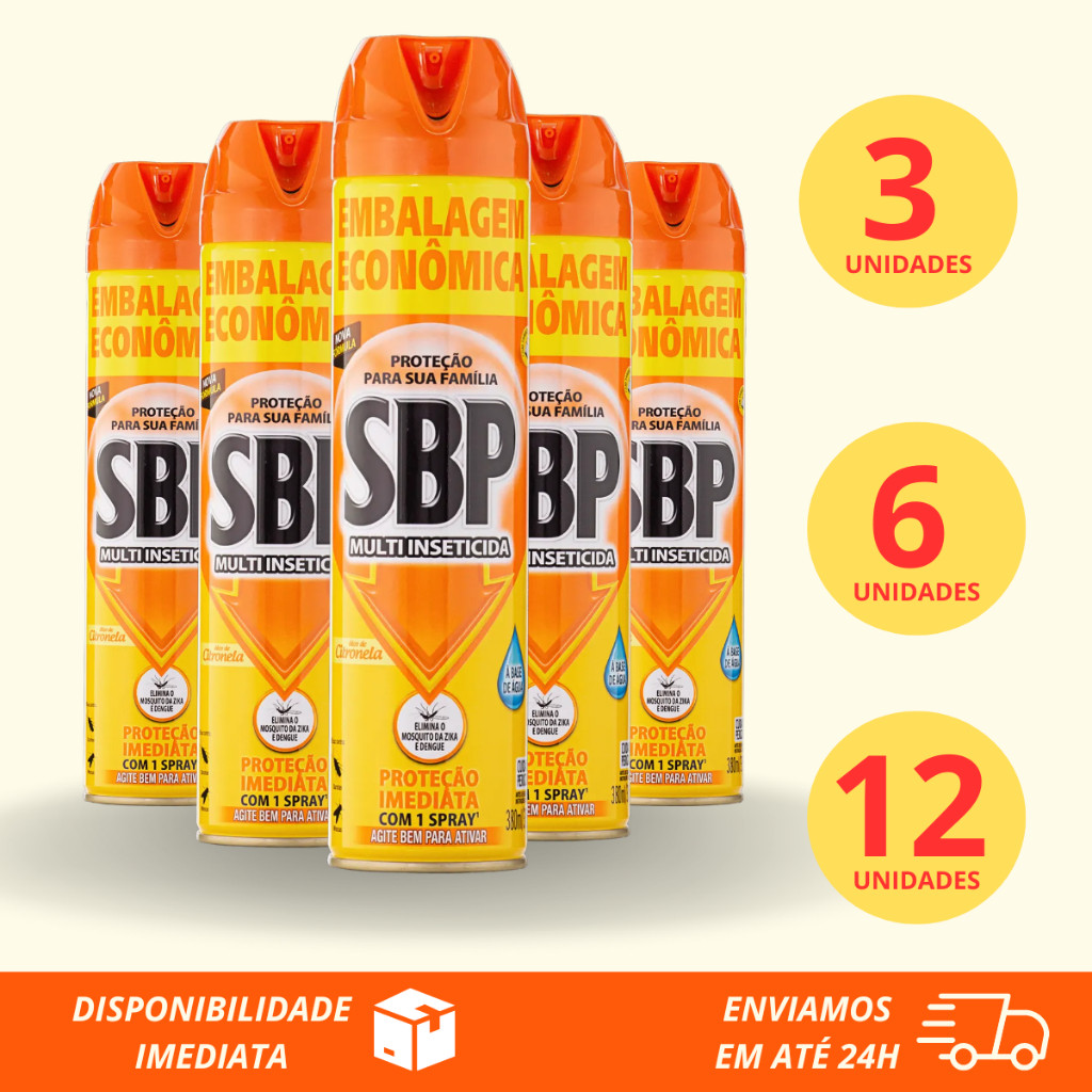 Inseticida Aerossol Sbp Citronela Frasco 380ml Embalagem Econômica Multi-inseticida Proteção 12 Horas Elimina Mosquito