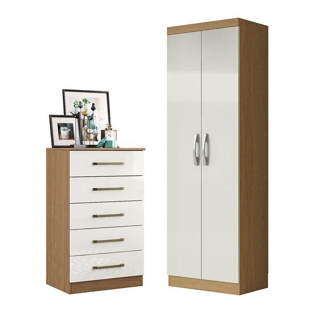 Cômoda 5 Gavetas 2014140 E Armário Multiuso New 2000192 Atacama Off White - Aramóveis em Oferta na Shopee