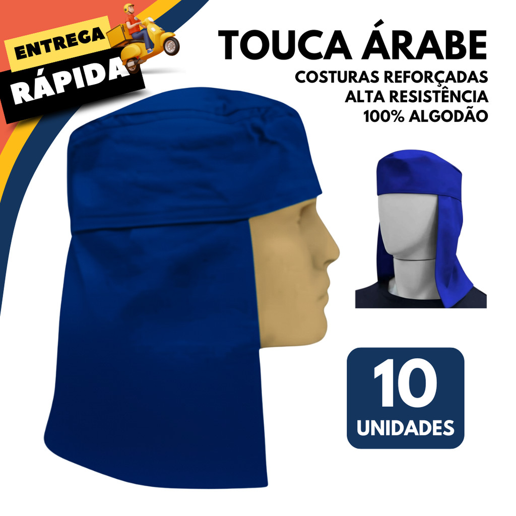 Kit 10 Capuz Touca Soldador Árabe Brim Proteção Ao Sol Solda Pedreiro Agricultor Resistente