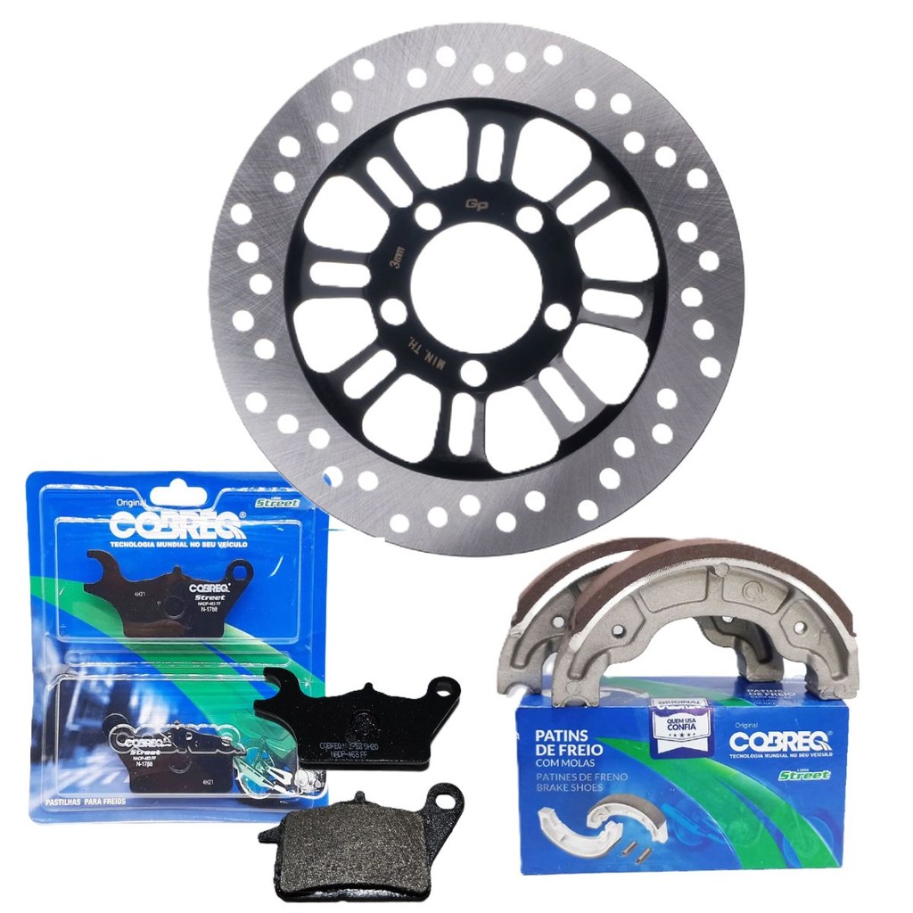 Disco de Freio Dianteiro P/ Nova Cg 160 Fan Cbs 2025 / Cg 160 Start Cbs 2025 + Pastilhas e Lonas Cobreq