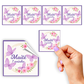 96 Adesivos Jardim Encantado 4,5 cm Borboletas Lilás e Branco Personalizado Aniversário Recortados em Oferta na Shopee