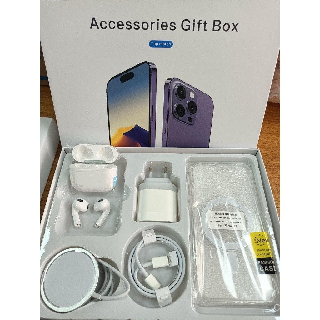Kit iPhone 5 em 1 Capa/Carregador de Indução Carregamento Dados/Cabo Airpods Pro Fones de Ouvido Bluetooth Protetor de T