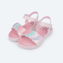 Sandália Papete Infantil Pampili Candy Corações Sobrepostos