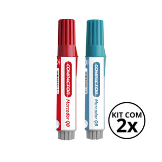 Kit com 2 Marcadores Para Quadro Branco - COMPACTOR COR:VERMELHO+TURQUESA em Oferta na Shopee