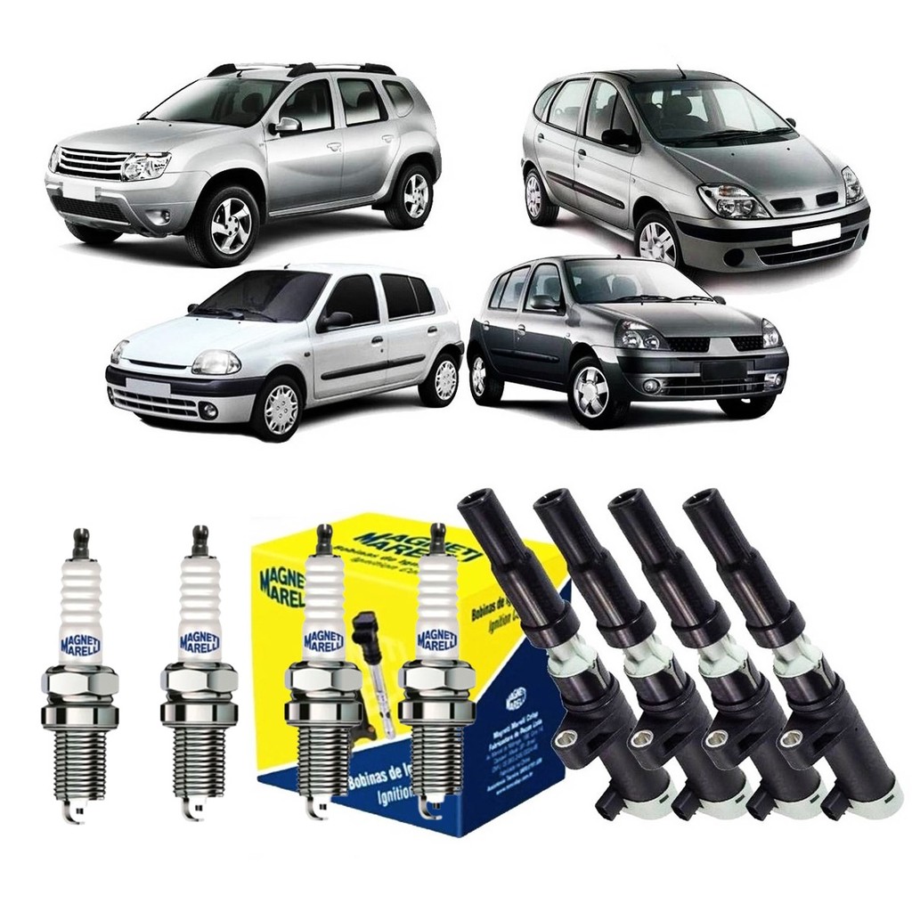 Bobinas Velas Ignicao Kit Clio Sandero Logan Duster K4m F4r