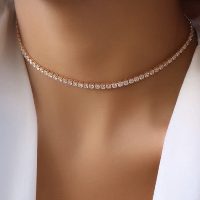 Gargantilha Choker Riviera Cristal Zircônia Banhado A Ouro 18k Antialérgico em Oferta na Shopee