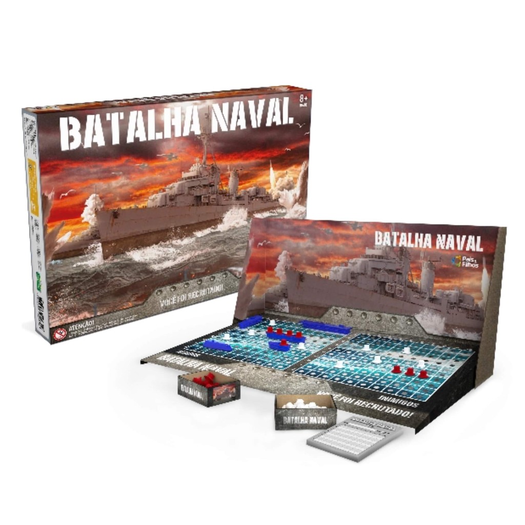 Jogo de Estratégia Batalha Naval Pais e Filhos - 2800-1 em Oferta na Shopee