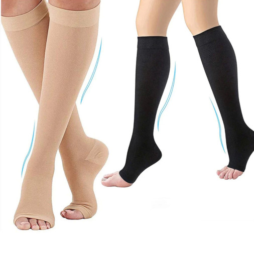 Meias De Compressão Alta Pressão Varizes De Dedo Do Pé Abertas Homens Mulheres Grandes 2 Tamanhos