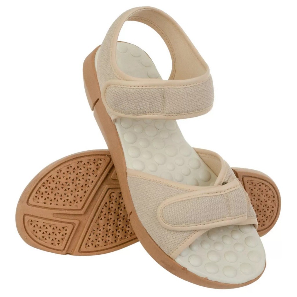 Sandália Feminina Velcro Ortopédica Macia Ultraconforto Massageadora Confortável dia dia
