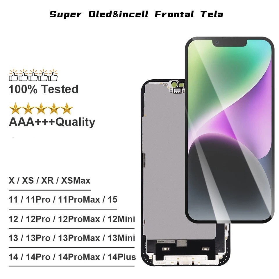 Super Frontal Oled&Incell Tela Para iPhone X Xr Xs Xsmax 11 12 13 14 Pro Max Nova Display Premium Lcd 100% Teste