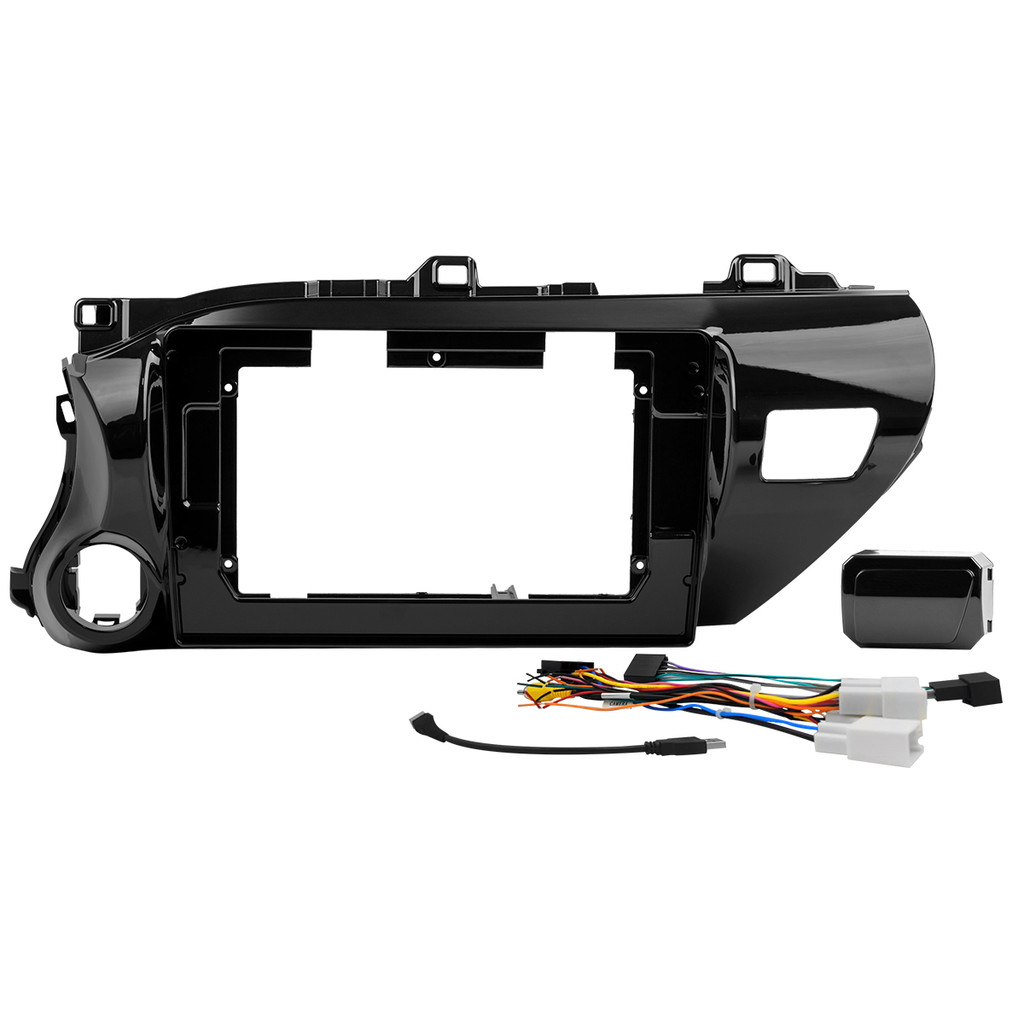 Kit Moldura Painel 10 Pol RAV4 2012 2013 2014 2015 2016 2017 2 Din Grafite Chicote Som Plug Antena