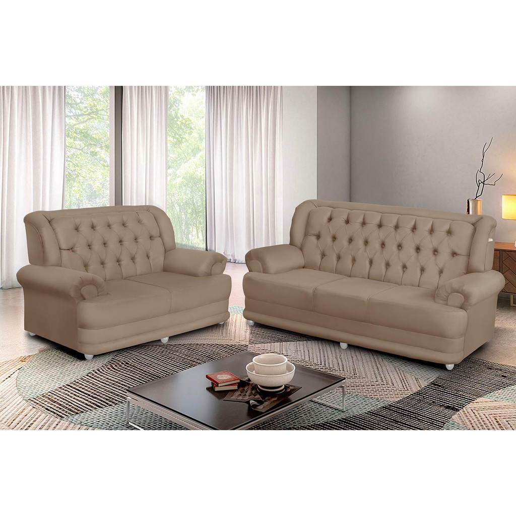 Conjunto de Sofá 2,00 x 1,50m 3 E 2 Lugares Suede Finlândia Marrom Castor