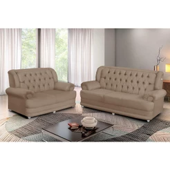 Conjunto de Sofá 2,00 x 1,50m 3 E 2 Lugares Suede Finlândia Marrom Castor