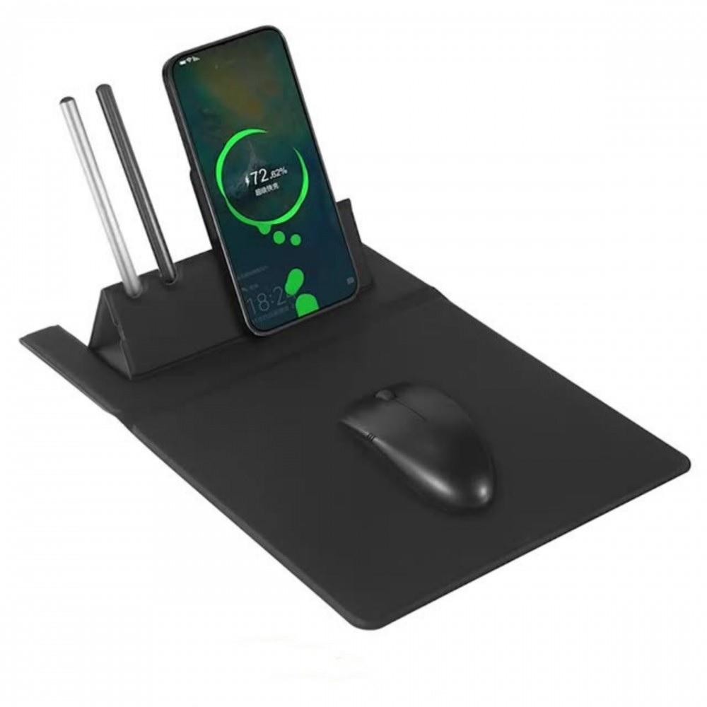 CARREGADOR CELULAR INDUCAO SEM FIO 3 EM 1 MOUSEPAD WIRELESS BASE GAMER PORTA CANETAS MULTIFUNCIONAL