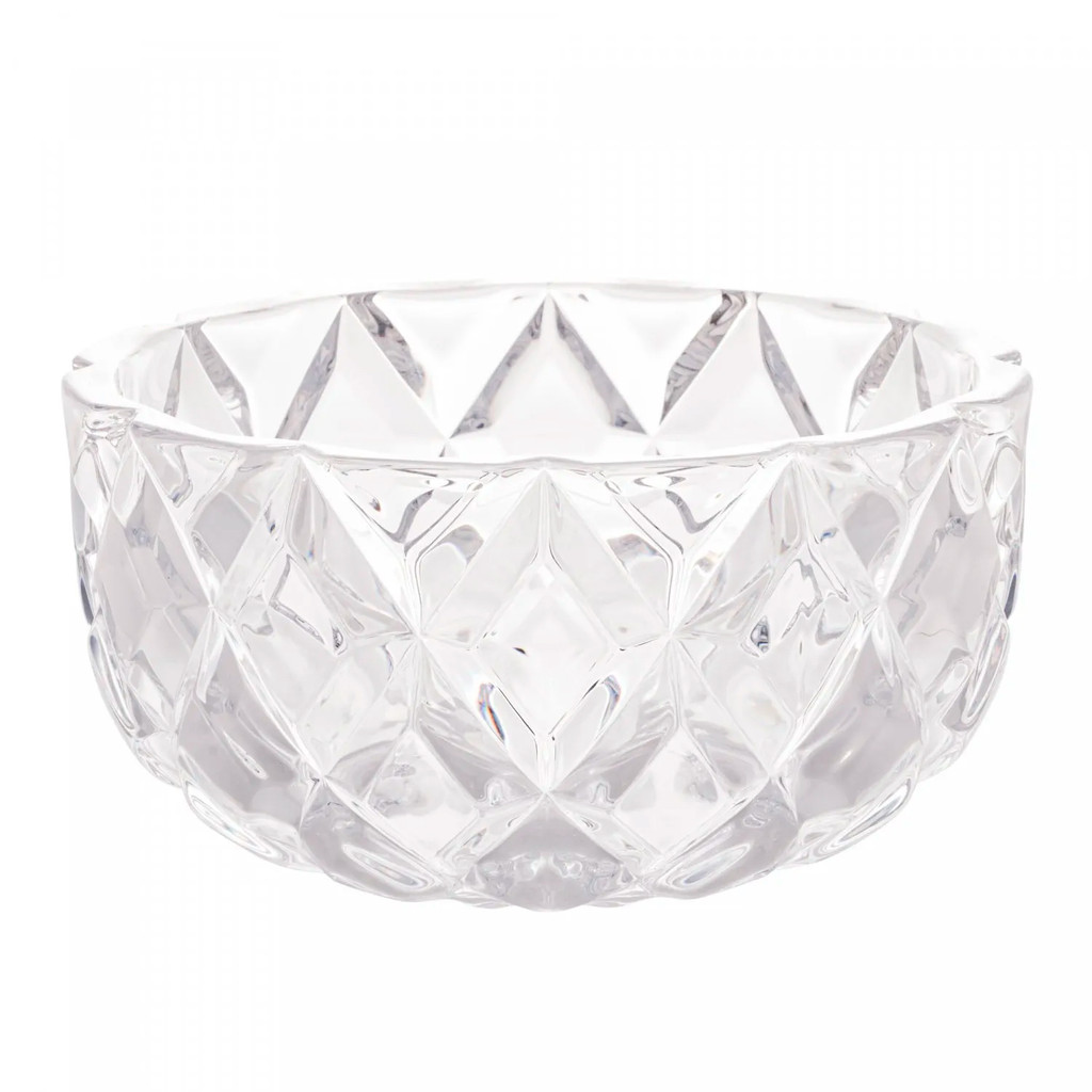Centro Mesa Cristal Deli Diamond 17,5cm Transparente Ideal Fruteira Porta-Doces Decorativa Lyor