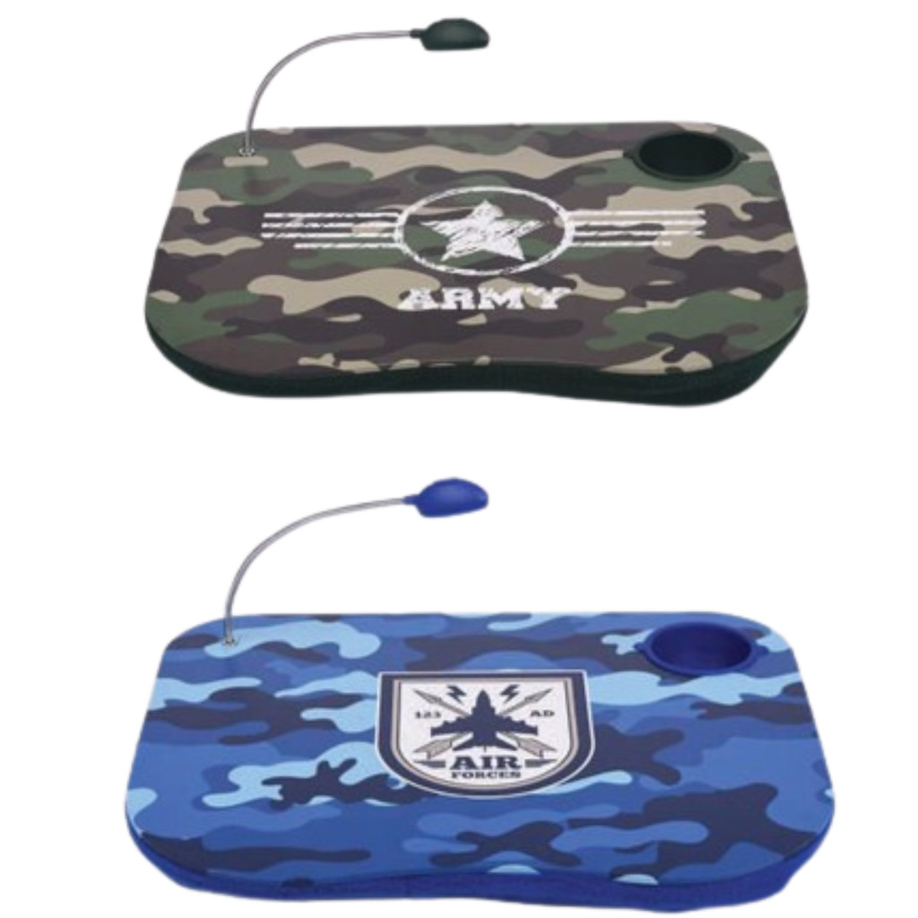 Bandeja Mesa Colo Apoio Comer Refeição Cama Suporte Notebook c/ Lâmpada em LED e Porta Copo