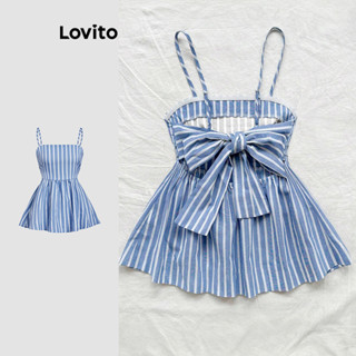 Lovito Regata Casual Listrada Com Amarração Nas Costas Para Mulheres L112ED183 em Oferta na Shopee