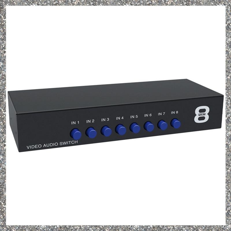 Out AV Sinal Composto Switcher Áudio Vídeo Switch 8 Portas Caixa Seletora Para STB TV DVD Player HDTV