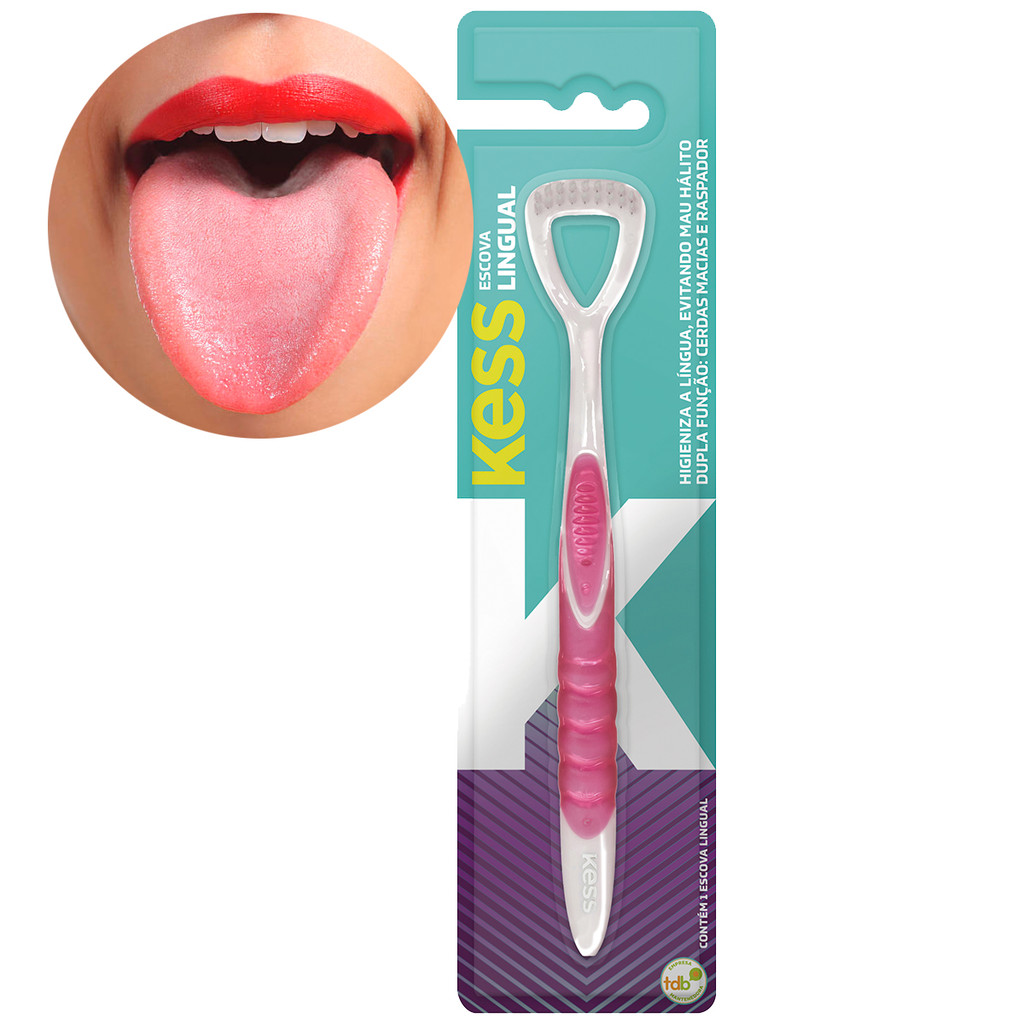 Escova de Língua Com Cerdas Macias e Raspador - Kess