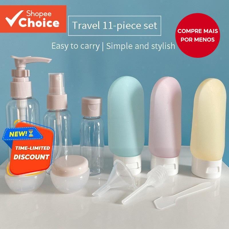 Conjunto Cosmético De Tamanho De Viagem De 11 Unidades Com Frascos Para Spray De Shampoo D...