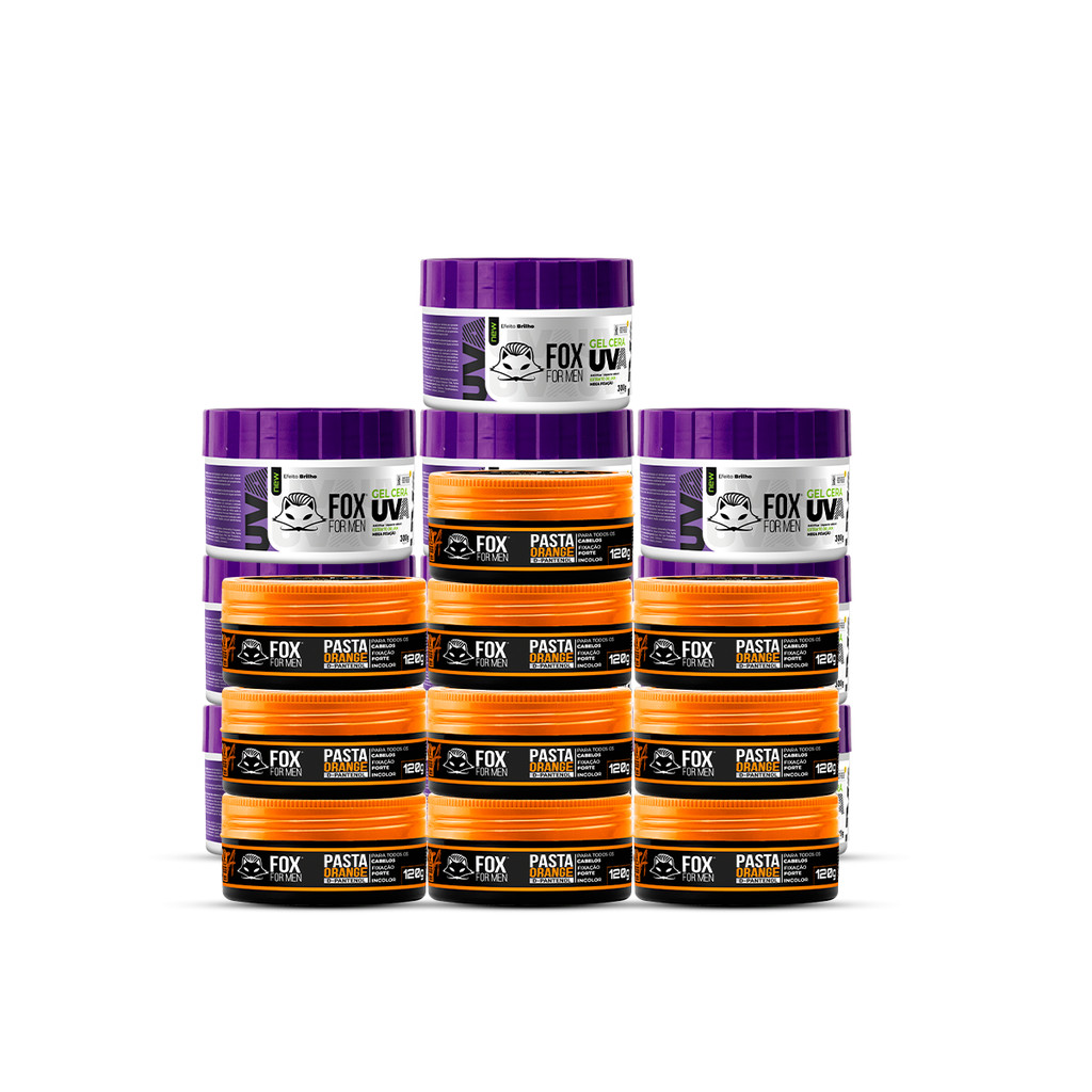 KIT 10 GEL UVA 300G + 10 PASTA ORANGE 120G FOX FOR MEN