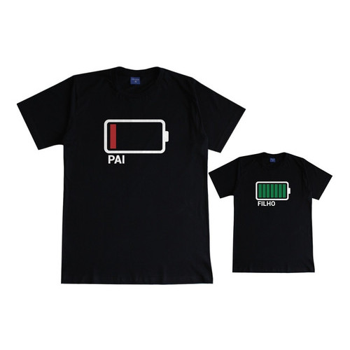 Kit 2 Camisetas Tal Pai Tal Filho Sem Bateria Energia Pilha