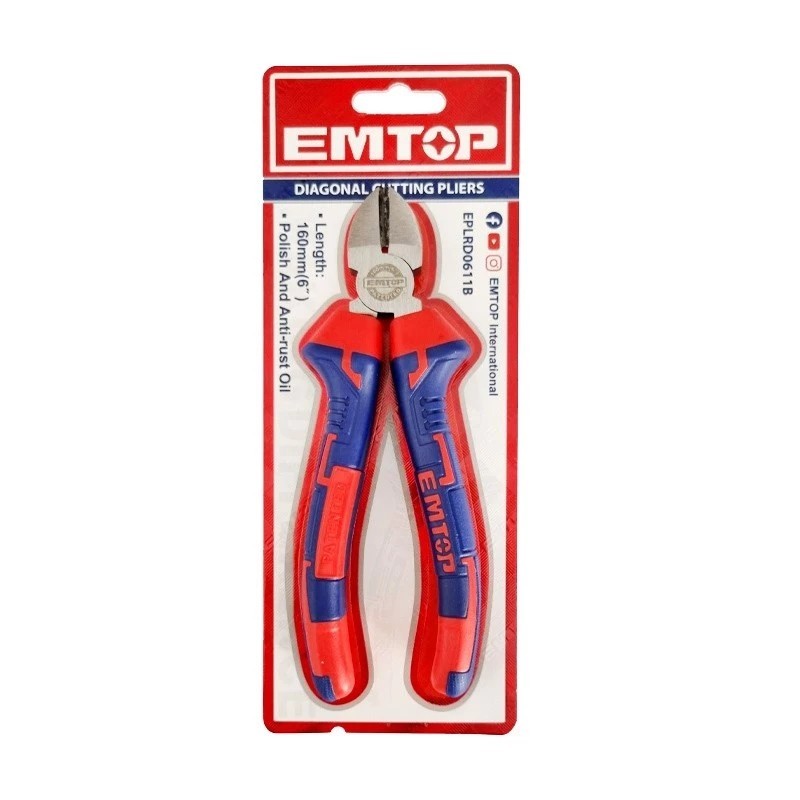 Alicate Bico Fino Corte Lateral 6" Cabo Emborrachado Emtop em Oferta na Shopee