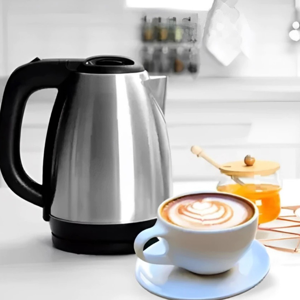 Chaleira Bule Elétrica Térmica Com Tampa Inox 1,8L 1000w 127v