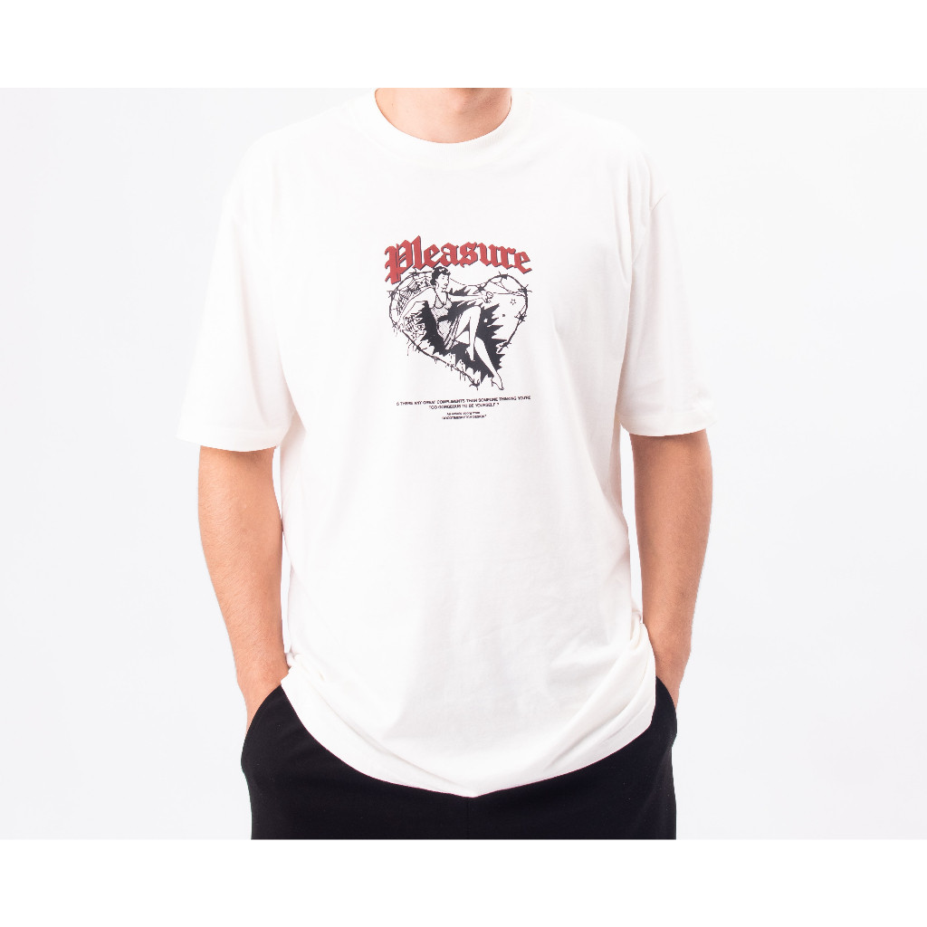 [Camiseta Premium em Algodão Puro]SISI Camiseta Streetwear Pleasure Estampada Camiseta Oversized Algodão