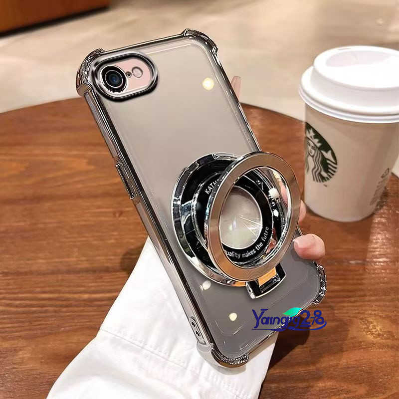 Luxo De Carregamento Sem Fio Magsafe Suporte Caso Para iPhone 16E 12 13 14 11 15 16 Pro Max Transparente Acrílico Capa