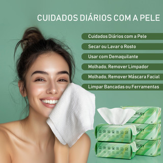 toalhas faciais descartáveis 60 unidades – algodão macio, suave, ideal para limpeza e remoção de maquiagem