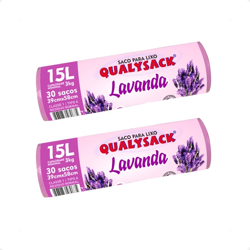 Saco De Lixo Pia e Banheiro com Aroma Lavanda 60 Un - 15L - Home & Living