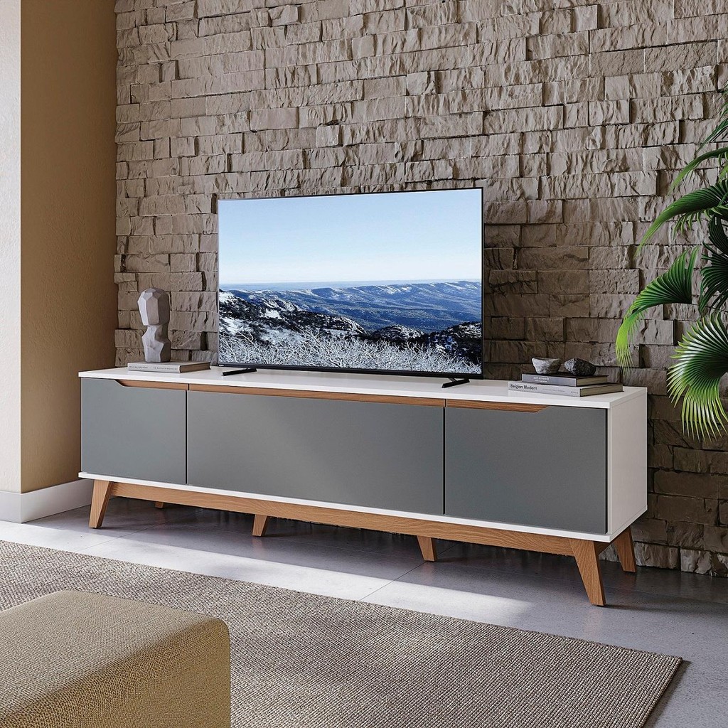 Rack Kappesberg 3 Portas Branco/Chumbo 180cm em Oferta na Shopee