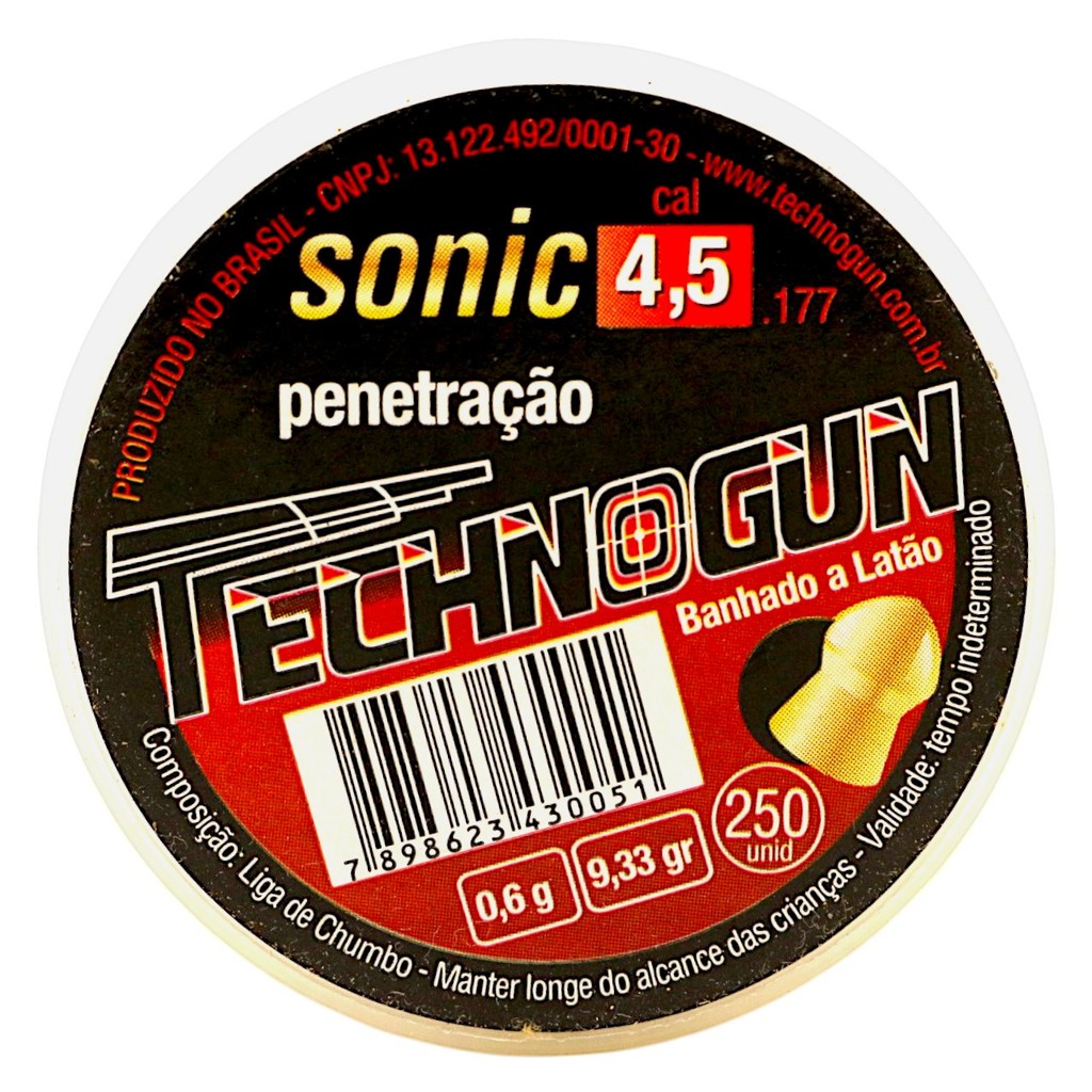 Chumbinho Technogun Sonic Gold Penetração 4.5mm (.177) - 250un em Oferta na Shopee