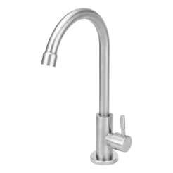 Torneira Aço Inox Escovado Mesa Bica Móvel 1/4