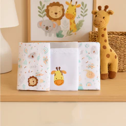 Cueiro Baby Gijo Safari Cute 03 Peças 80cm x 80cm